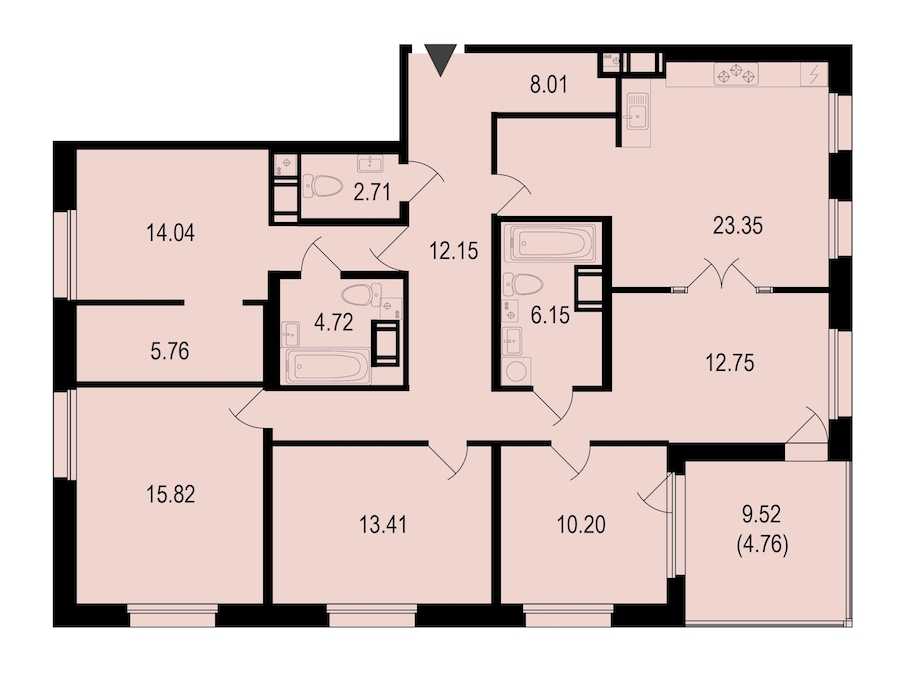 Четырехкомнатная квартира в : площадь 133.83 м2 , этаж: 9 – купить в Санкт-Петербурге